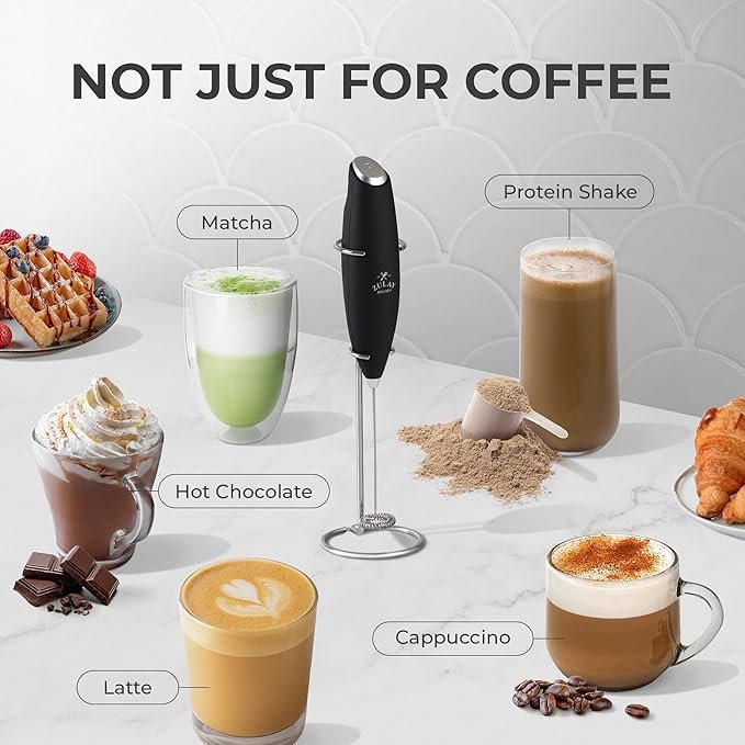 zulay powerful handheld milk frother for coffee