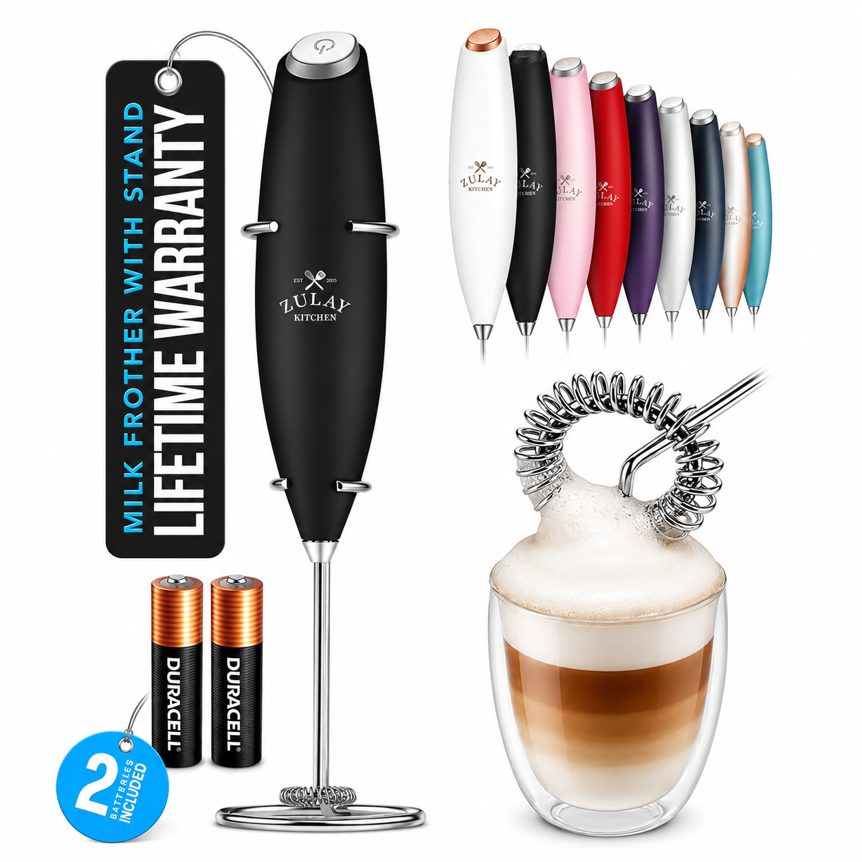 zulay powerful handheld milk frother for coffee